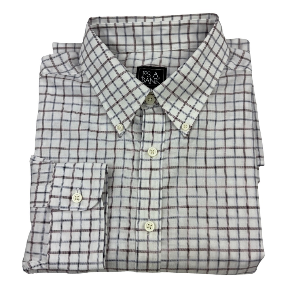 Jos. A. Bank Traveler Travel Tech Shirt Mens Large Traditional Fit Tattersall